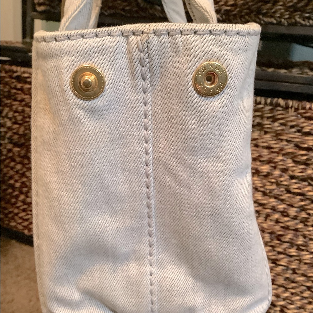 Prada Canapa 2 Way Tote Bag in Canvas Grey - Picture 8 of 14